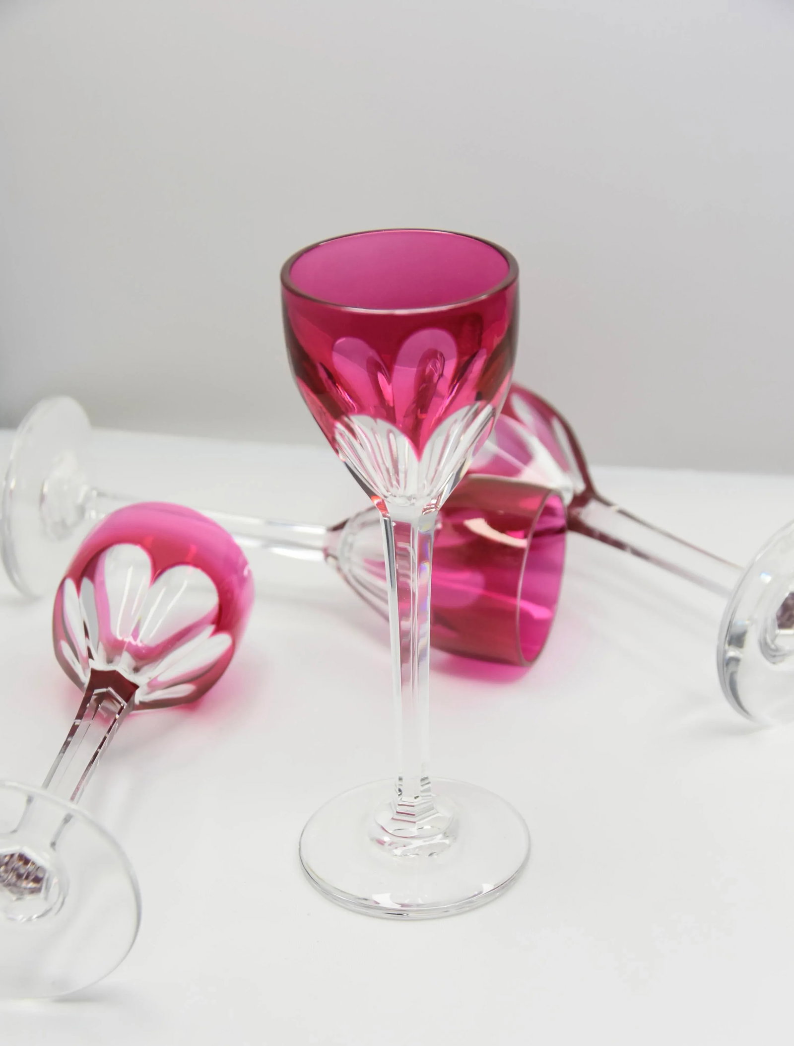 2000s Baccarat Harcourt Genova Ruby Crystal Stemmed Cordial Liqueur Shot Glasses- Set of 4 - 6