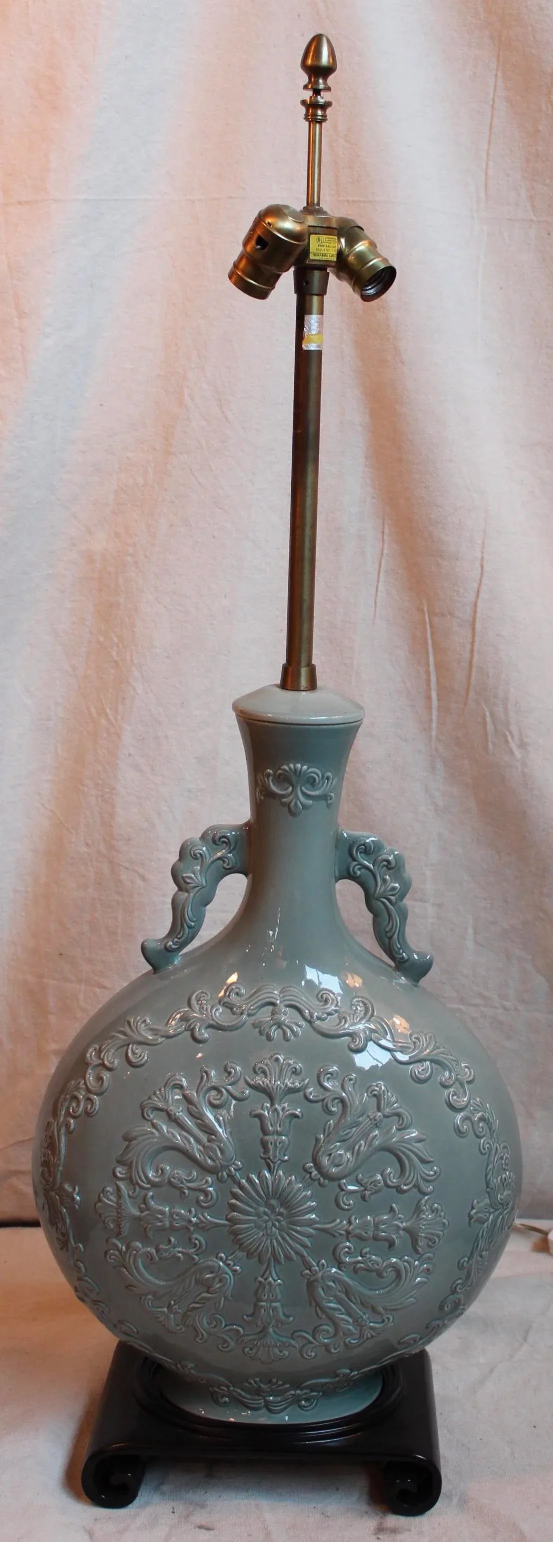 Grand Marbro Celadon Glaze Vase Lamp - 2