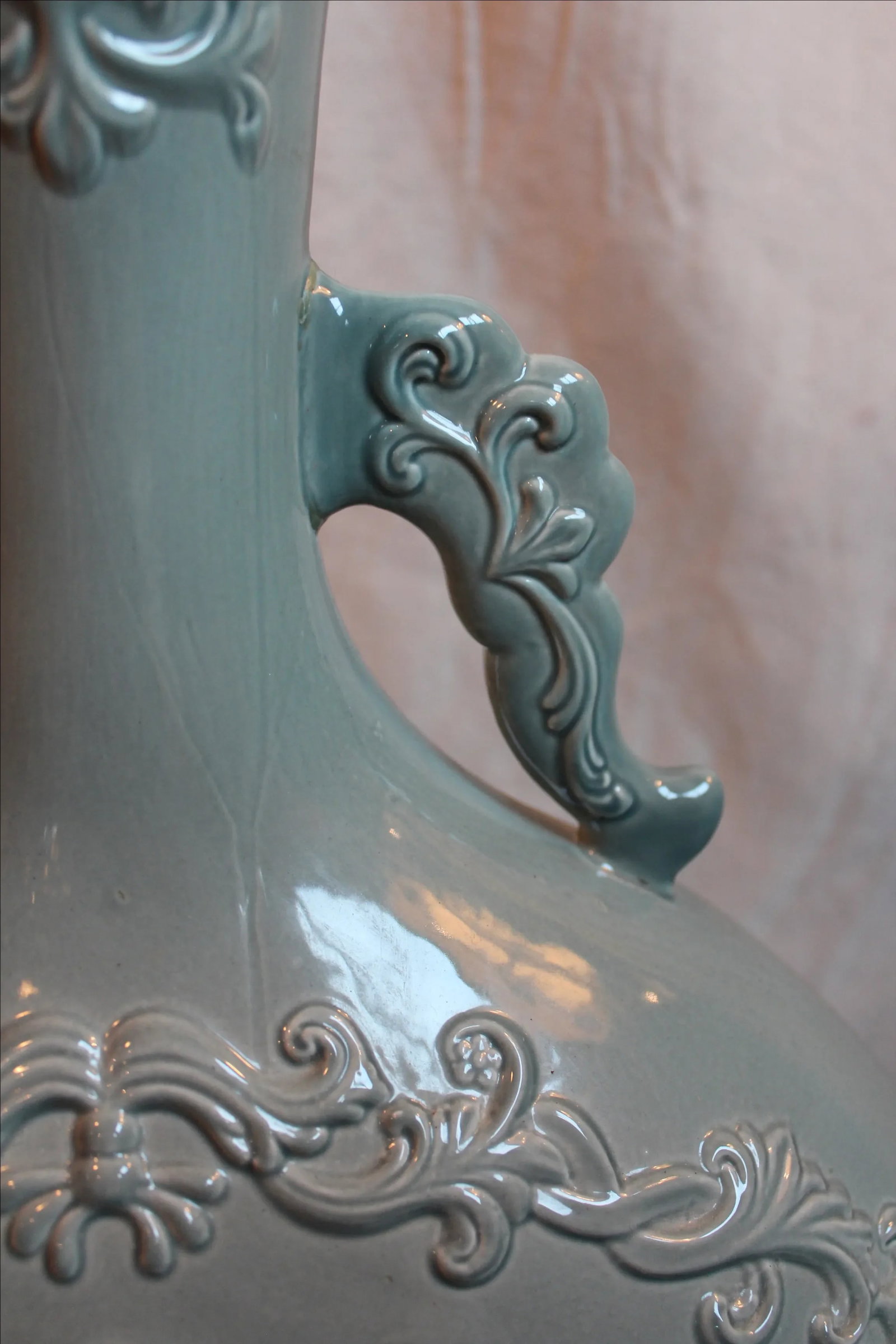 Grand Marbro Celadon Glaze Vase Lamp - 6