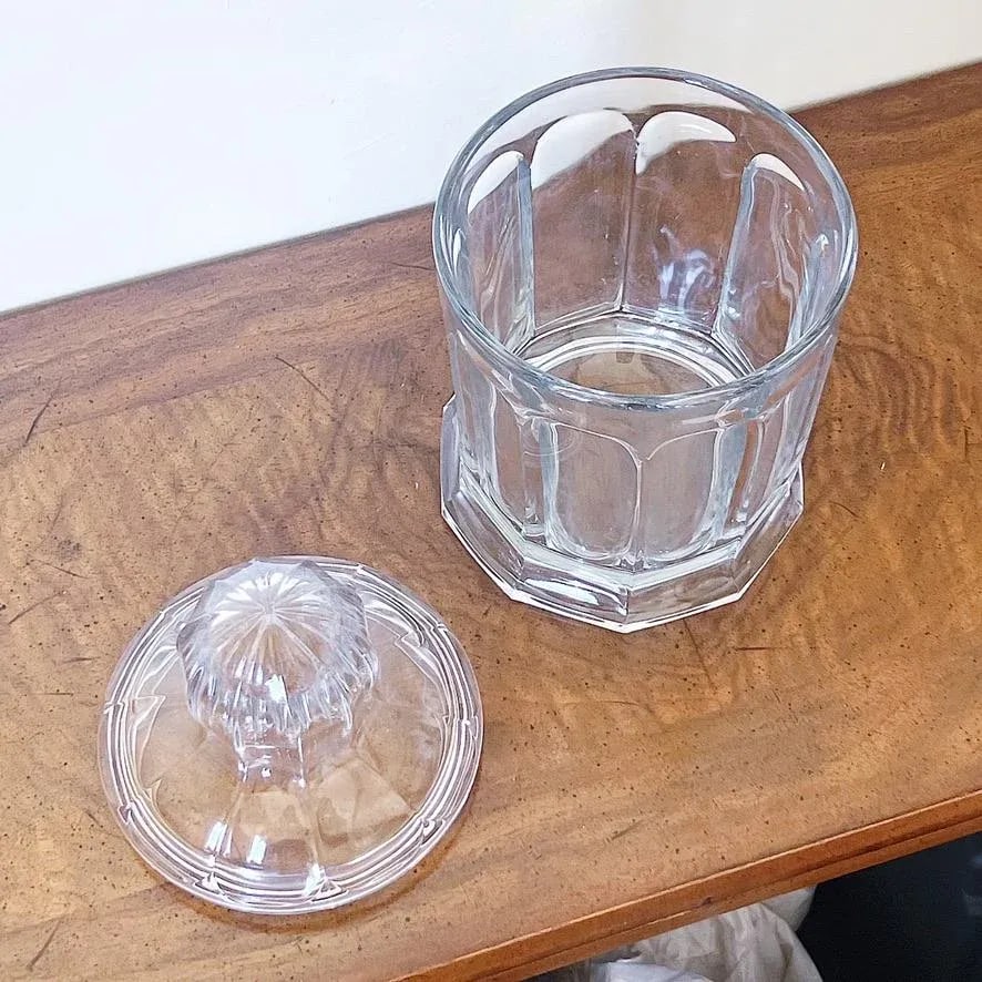 Vintage Large Lidded Glass Jar in Decagon Shape With Bulbous Lid by Heisey - 3