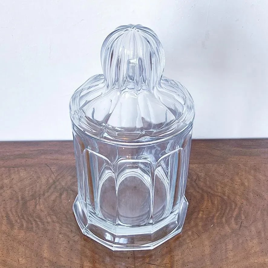 Vintage Large Lidded Glass Jar in Decagon Shape With Bulbous Lid by Heisey - 4