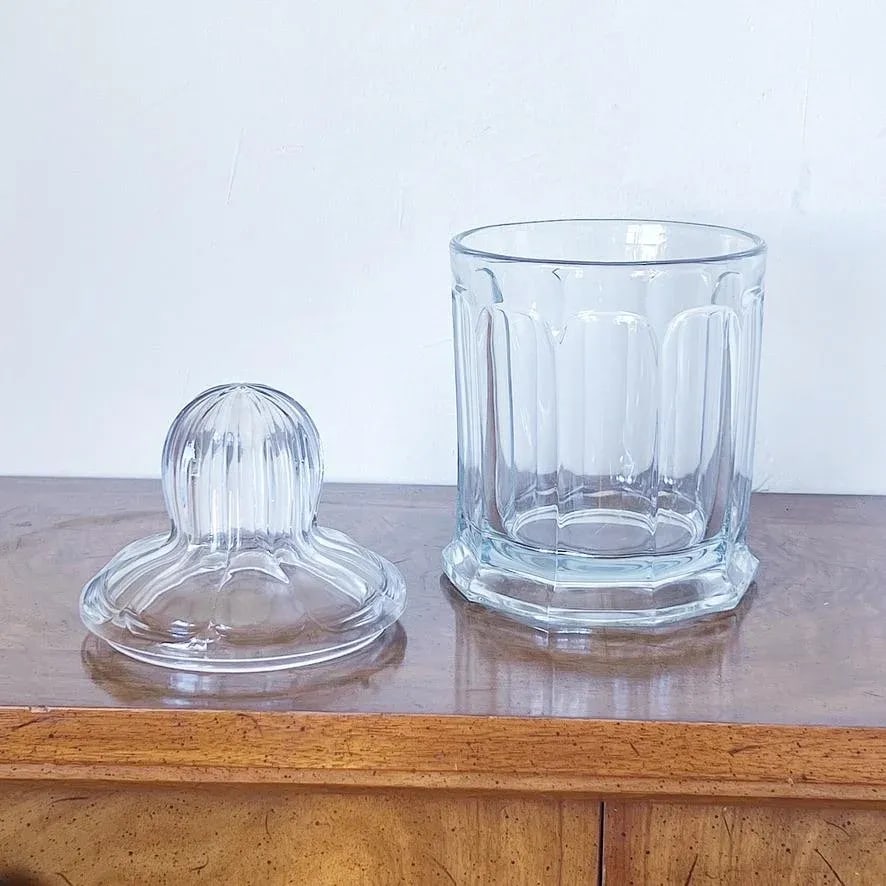 Vintage Large Lidded Glass Jar in Decagon Shape With Bulbous Lid by Heisey - 5
