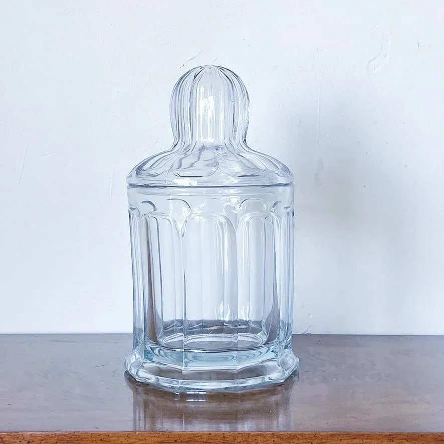 Vintage Large Lidded Glass Jar in Decagon Shape With Bulbous Lid by Heisey - 6