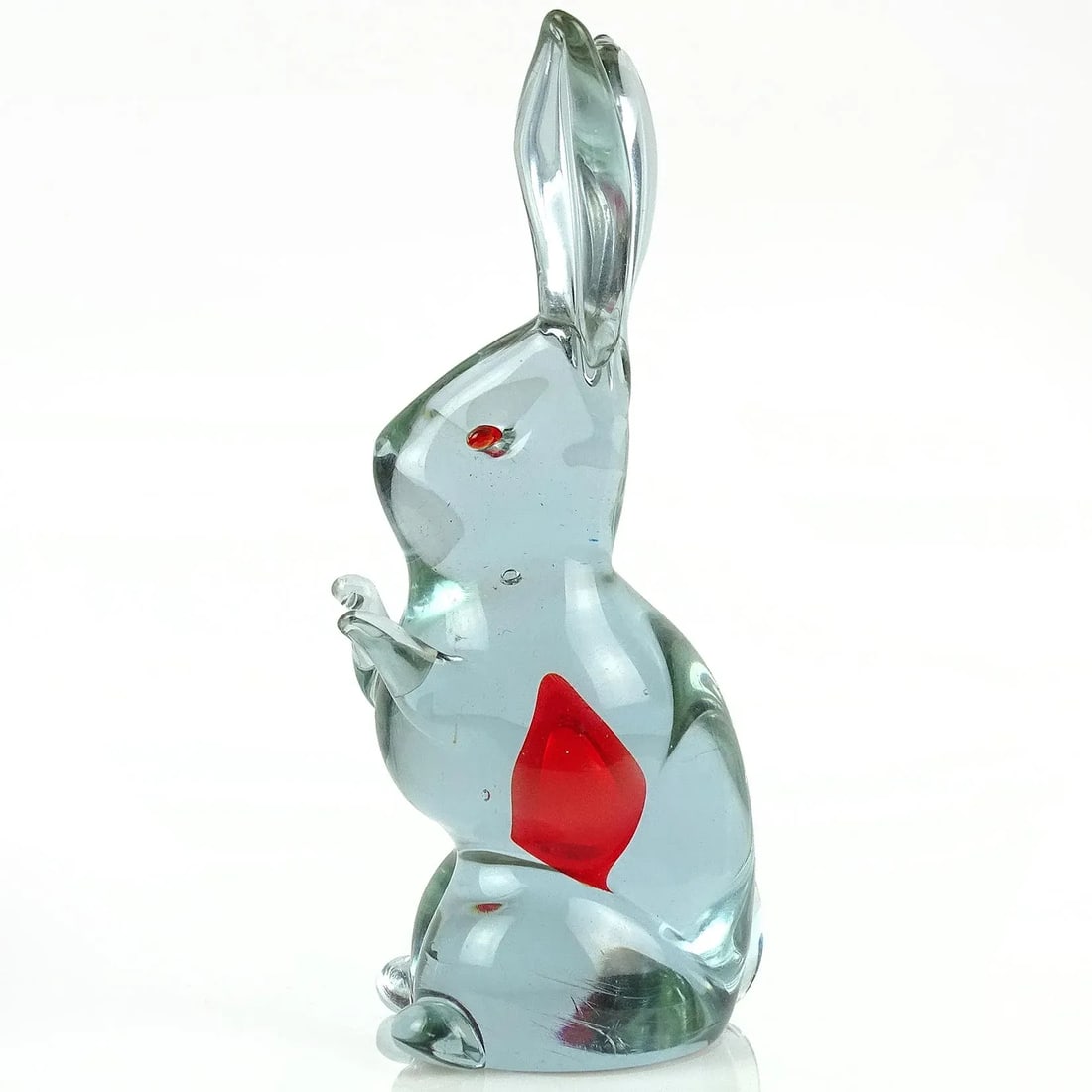 Murano Cenedese Antonio Da Ros Alexandrite Purple Red Heart Vintage Italian Art Glass Rabbit Figurin - 2