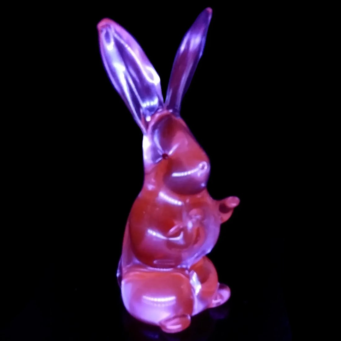 Murano Cenedese Antonio Da Ros Alexandrite Purple Red Heart Vintage Italian Art Glass Rabbit Figurin - 3