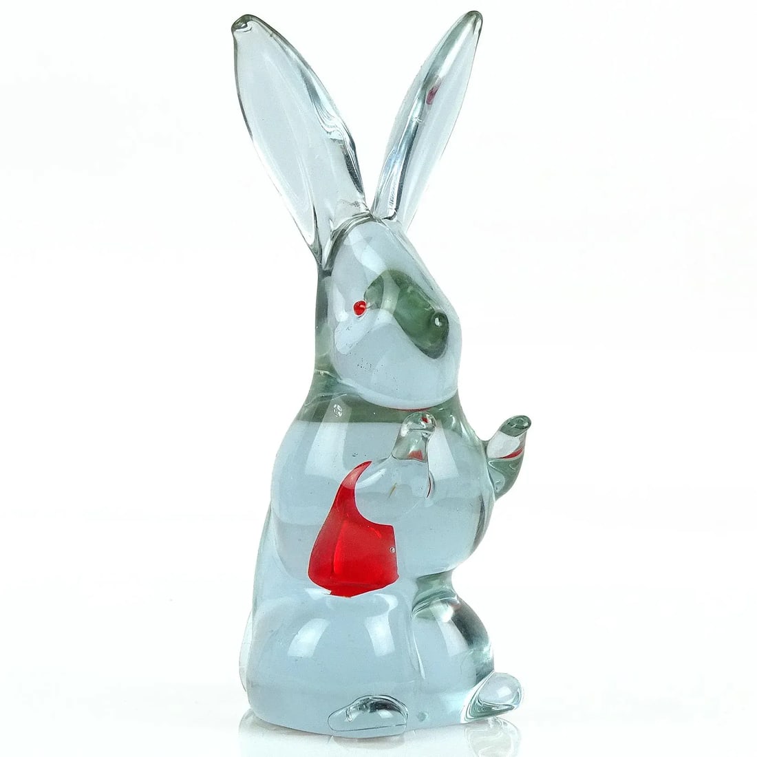 Murano Cenedese Antonio Da Ros Alexandrite Purple Red Heart Vintage Italian Art Glass Rabbit Figurin - 5