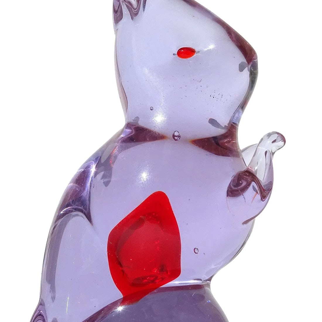 Murano Cenedese Antonio Da Ros Alexandrite Purple Red Heart Vintage Italian Art Glass Rabbit Figurin - 6