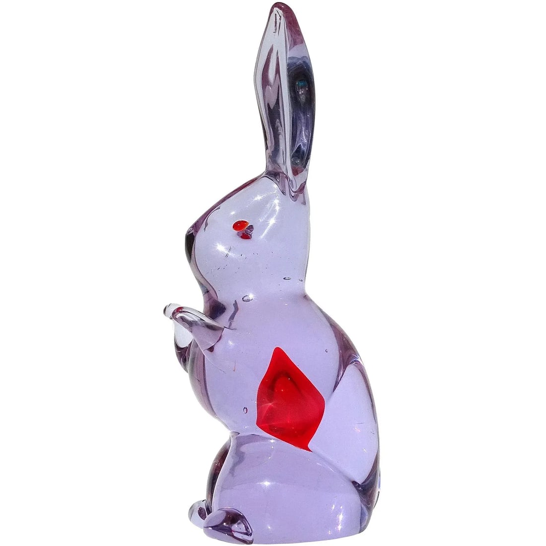 Murano Cenedese Antonio Da Ros Alexandrite Purple Red Heart Vintage Italian Art Glass Rabbit Figurin - 7
