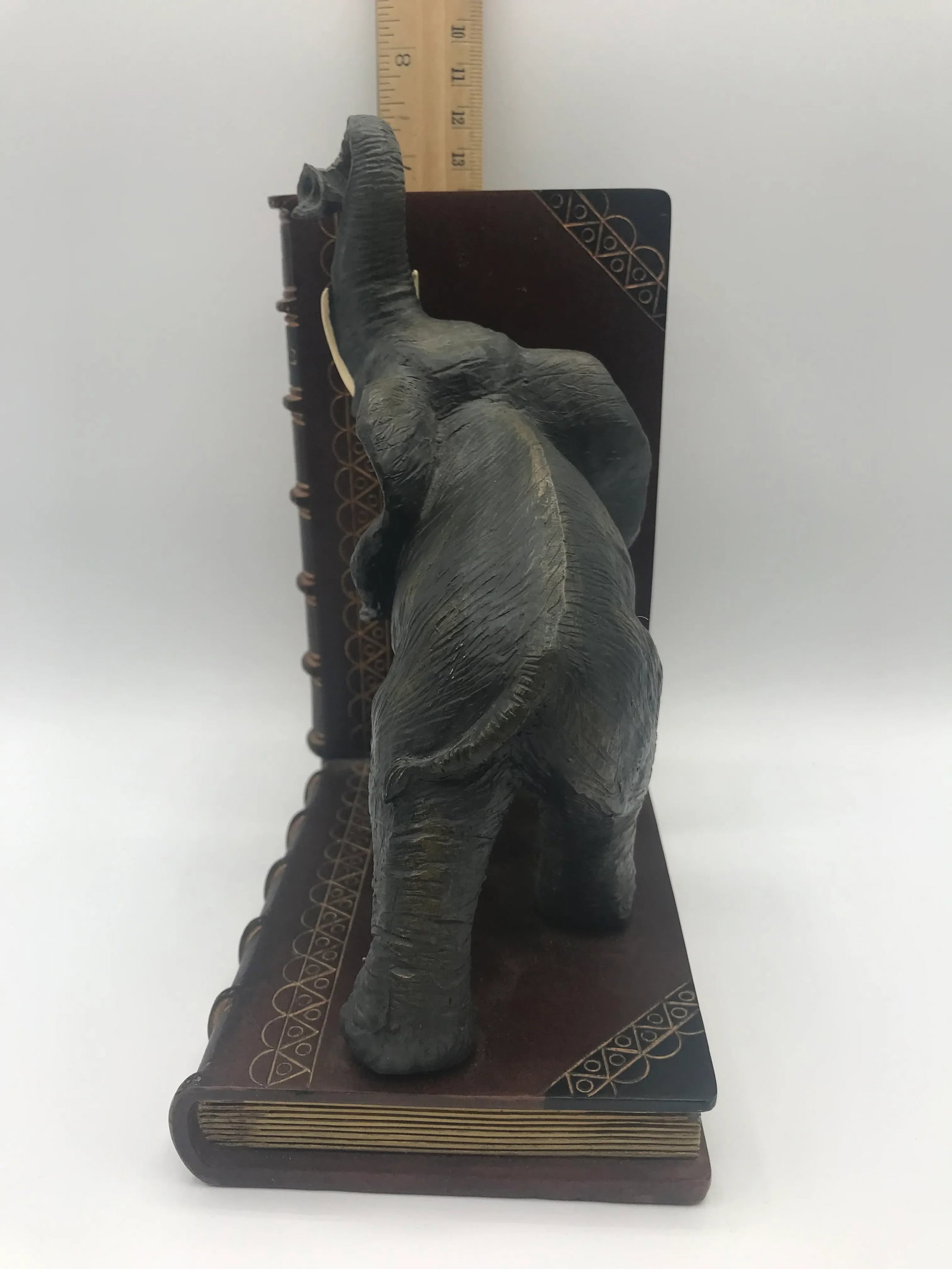 Vintage Elephants Sitting on Books Bookends - a Pair - 7