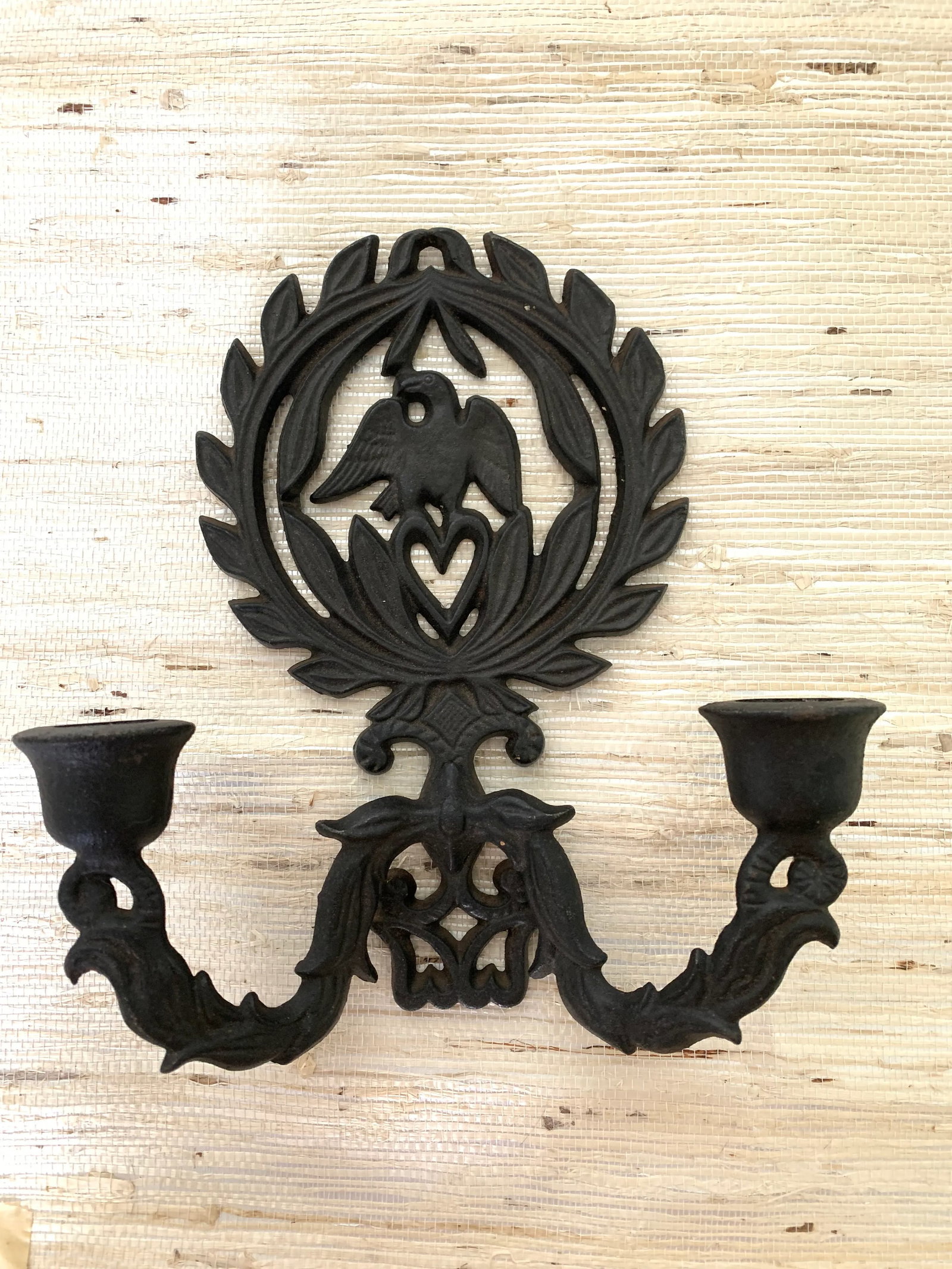 Vintage Cast Iron Candle Sconces - a Pair - 2