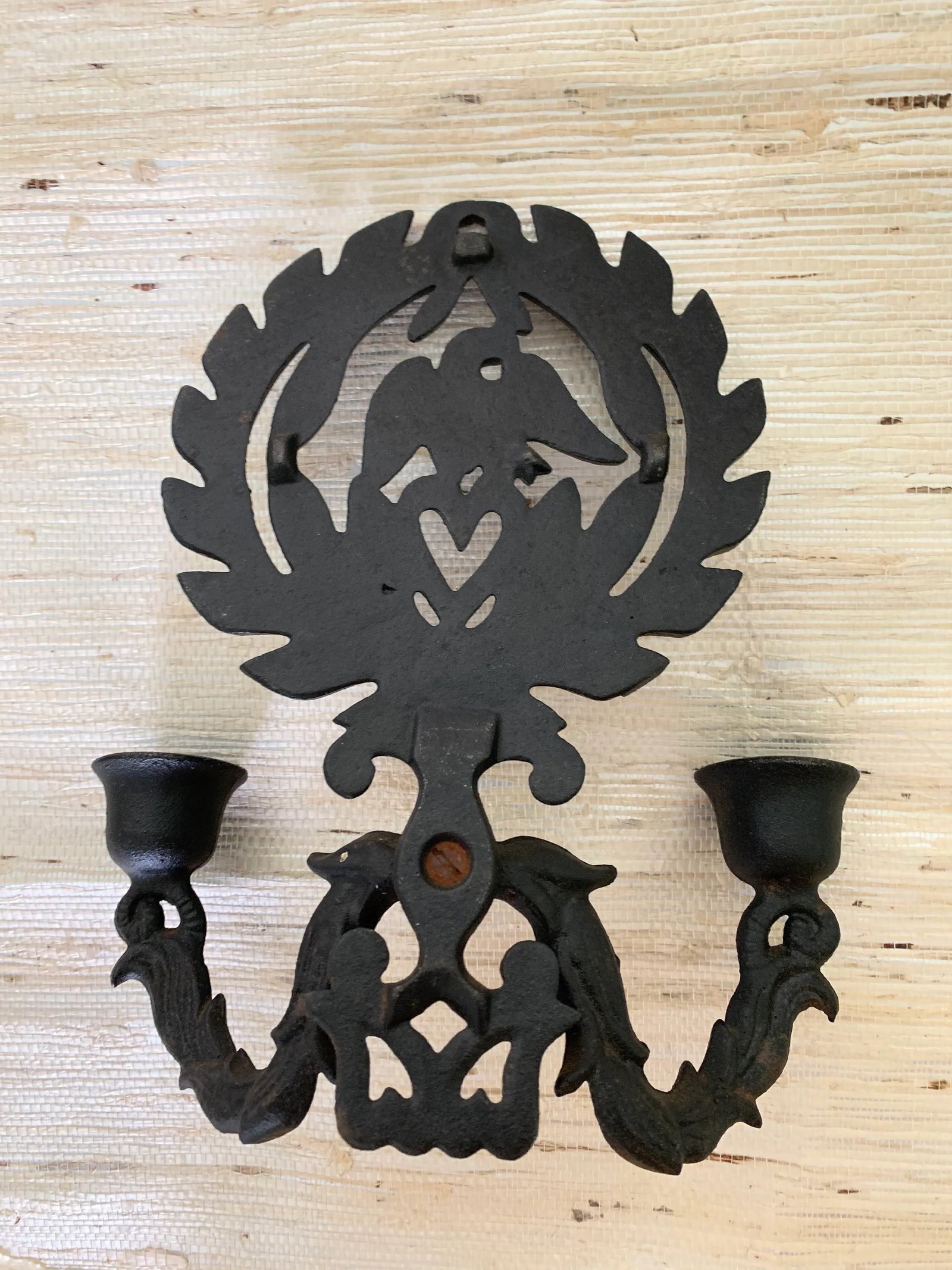 Vintage Cast Iron Candle Sconces - a Pair - 4