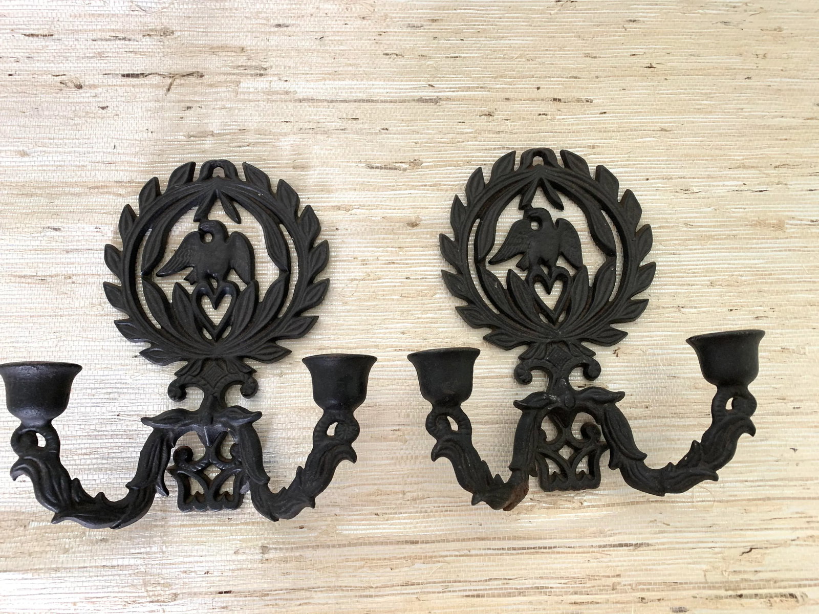 Vintage Cast Iron Candle Sconces - a Pair - 5
