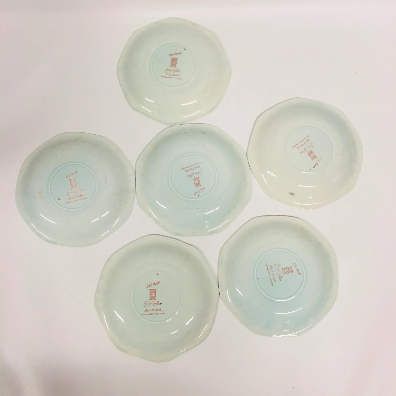 Antique Hand-Painted Calyx Ware Small Floral Plates- Set of 6 - 4