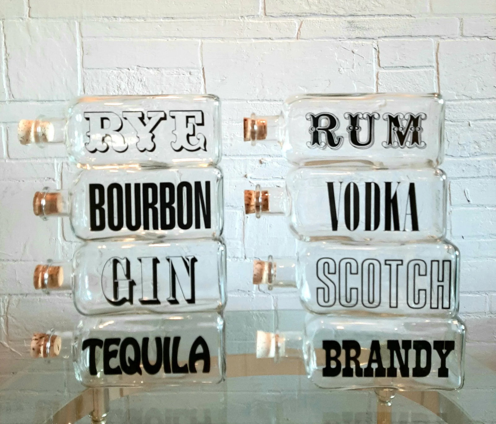 1960s Typographic Decanters- Set of 8 - 4