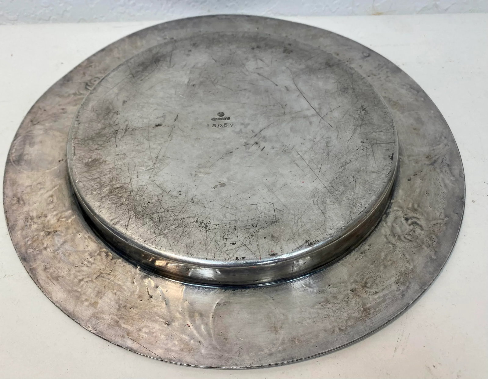 Antique John Round & Sons Wooden Bread Board With Silver Plate Serving Tray Made in England. - 12