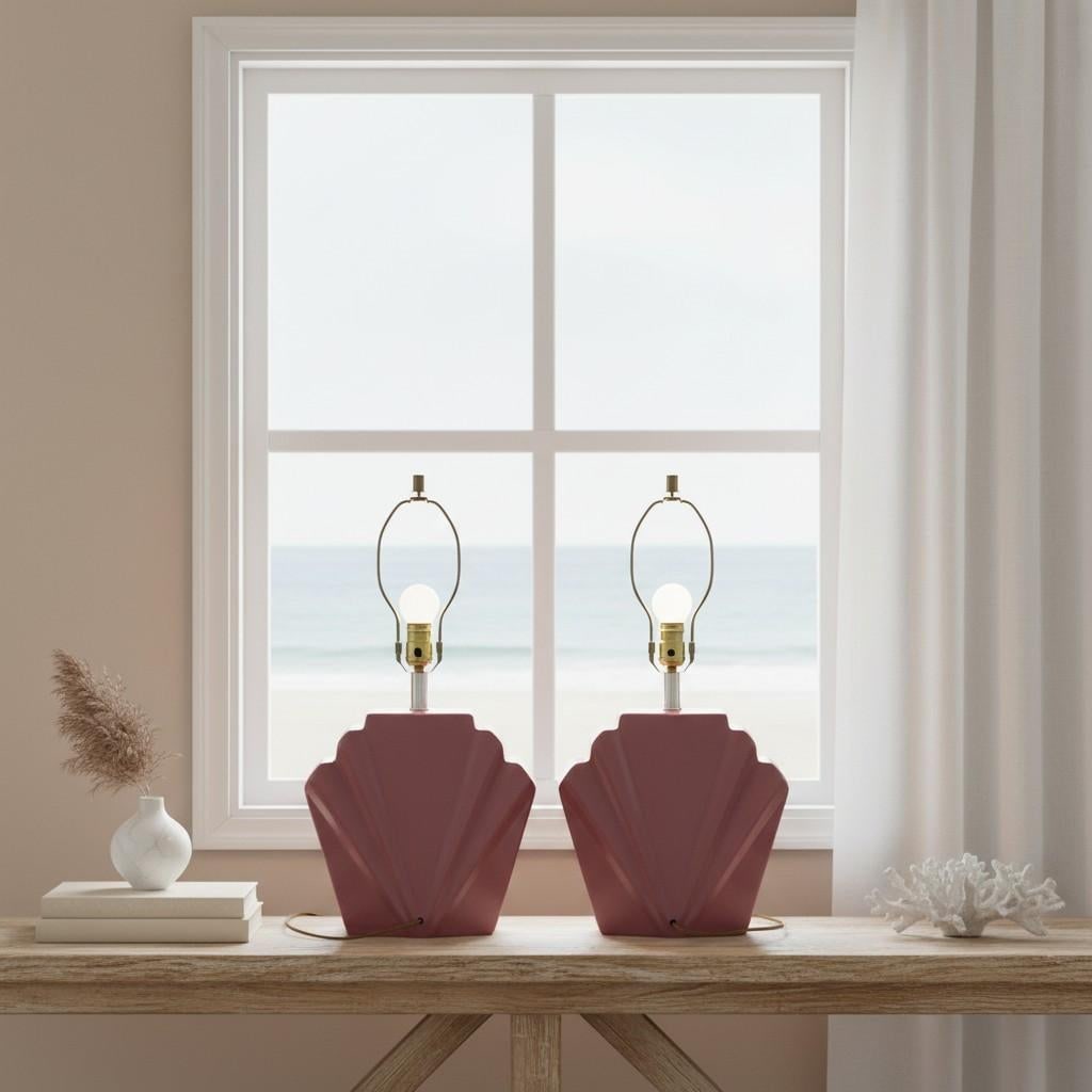 1980s Postmodern Deco Scalloped Table Lamps - 11