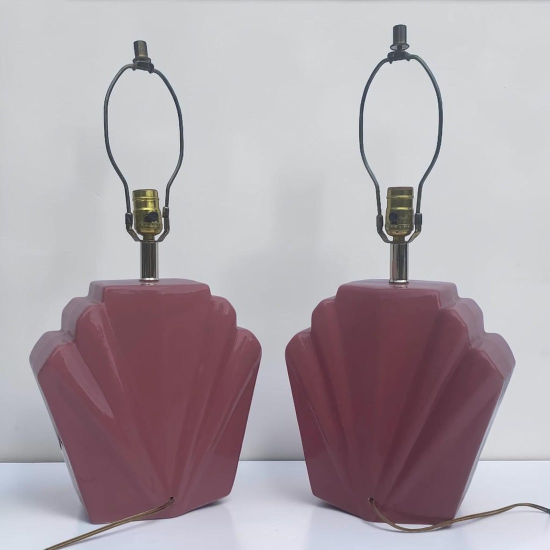 1980s Postmodern Deco Scalloped Table Lamps - 2