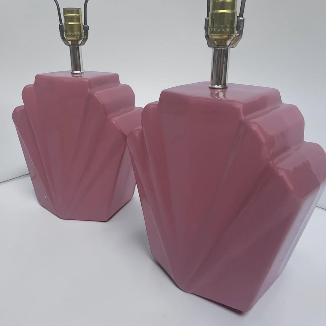 1980s Postmodern Deco Scalloped Table Lamps - 3