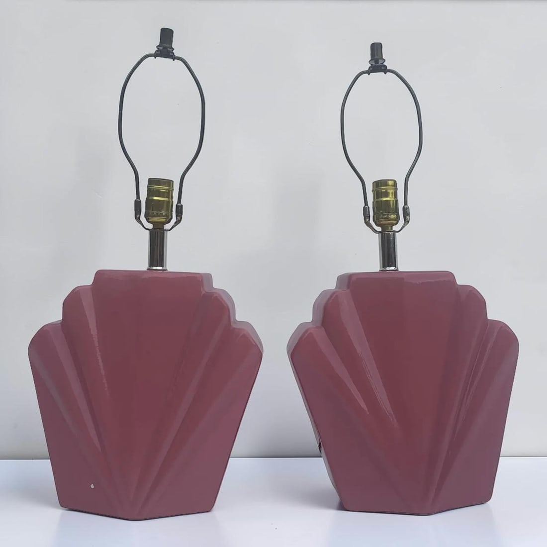 1980s Postmodern Deco Scalloped Table Lamps - 5