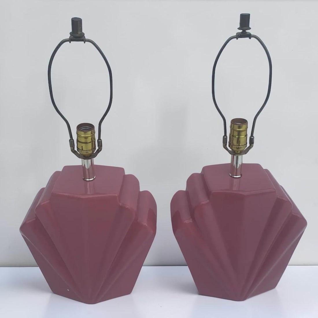 1980s Postmodern Deco Scalloped Table Lamps - 6