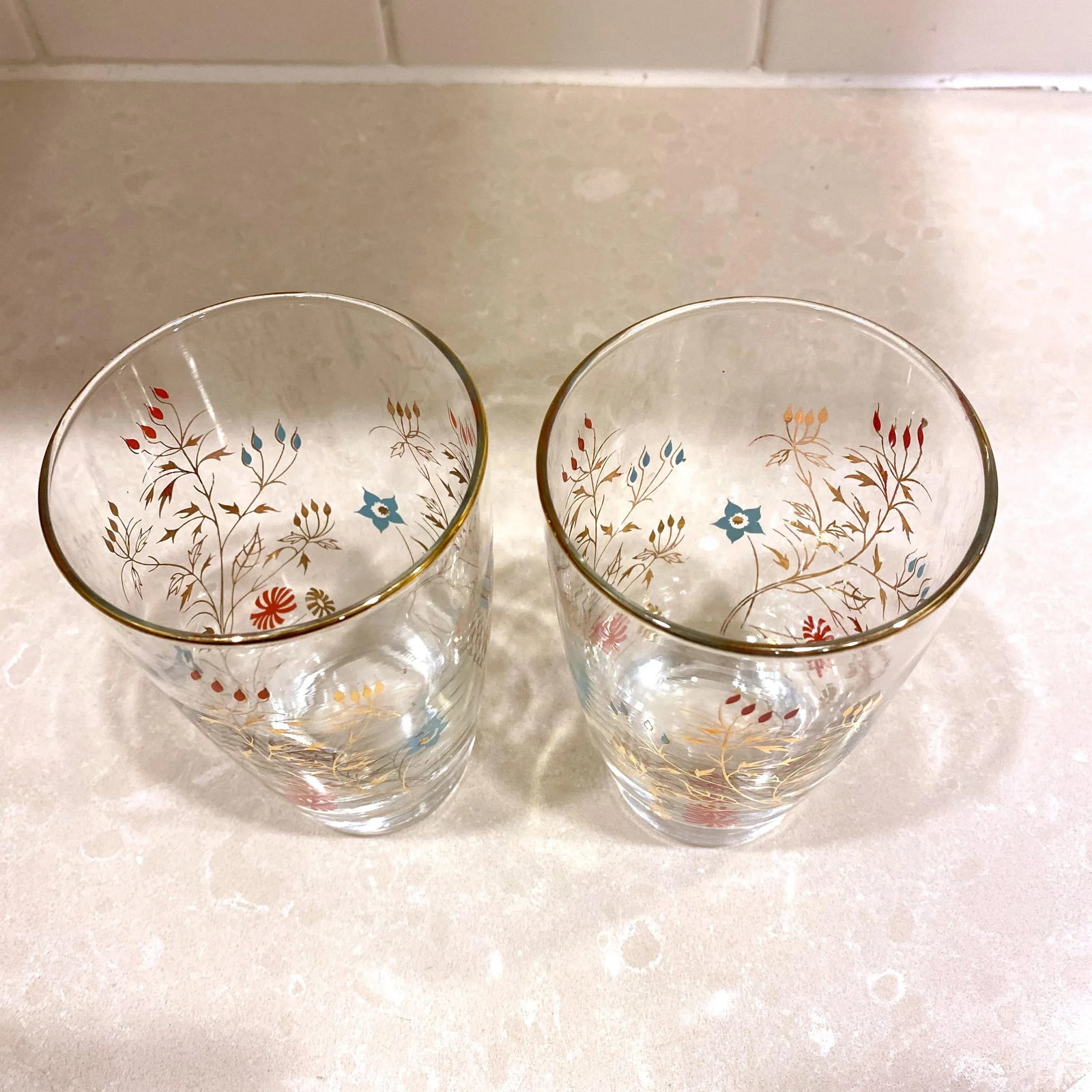 Mid-Century Pink and Turquoise Bar Ware - a Set of 6 - 3