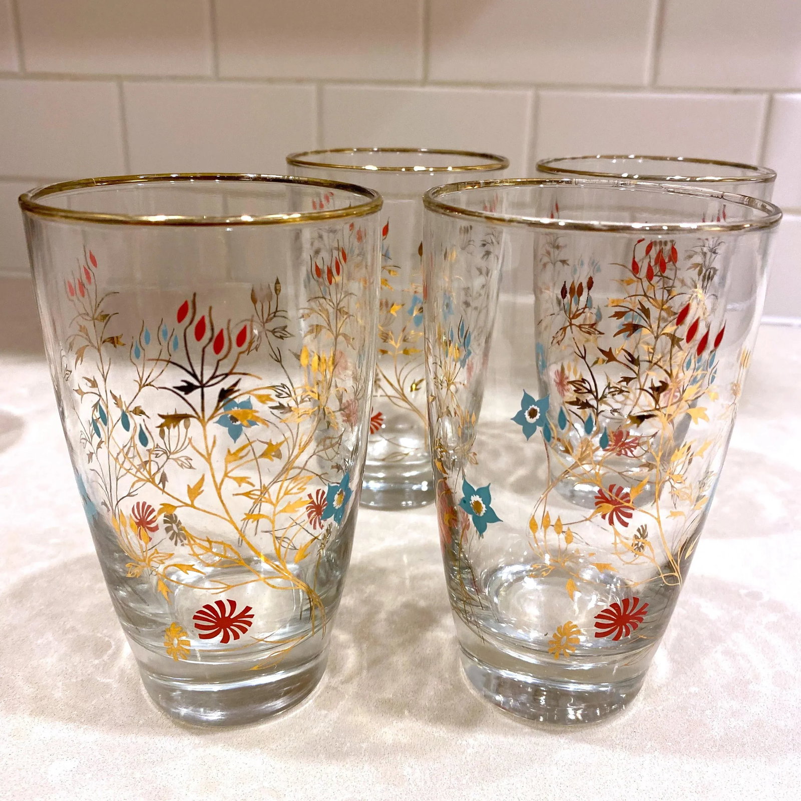 Mid-Century Pink and Turquoise Bar Ware - a Set of 6 - 4