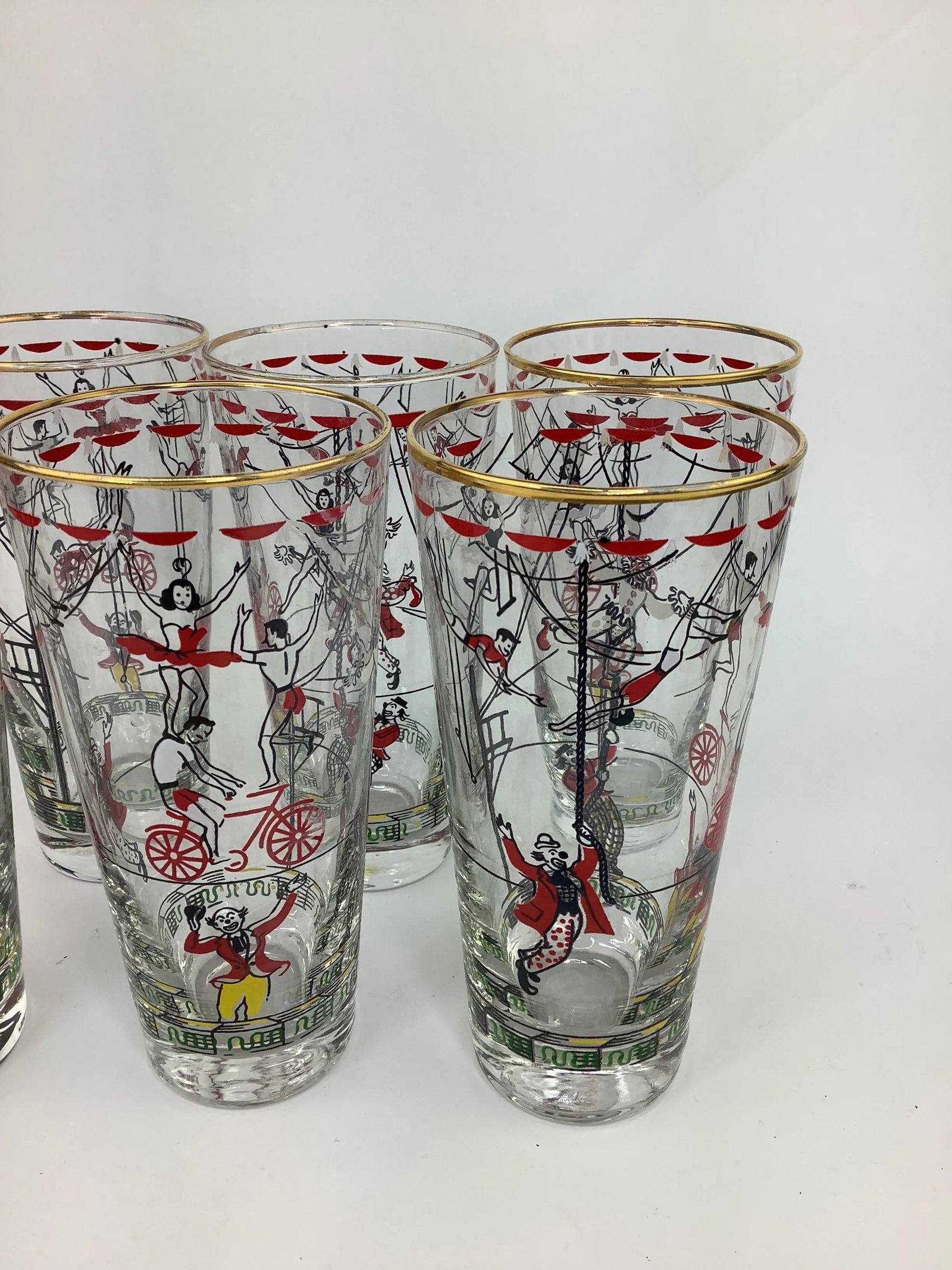 Vintage Libbey Glass Co. Circus Highball Glasses - Set of 6 - 3