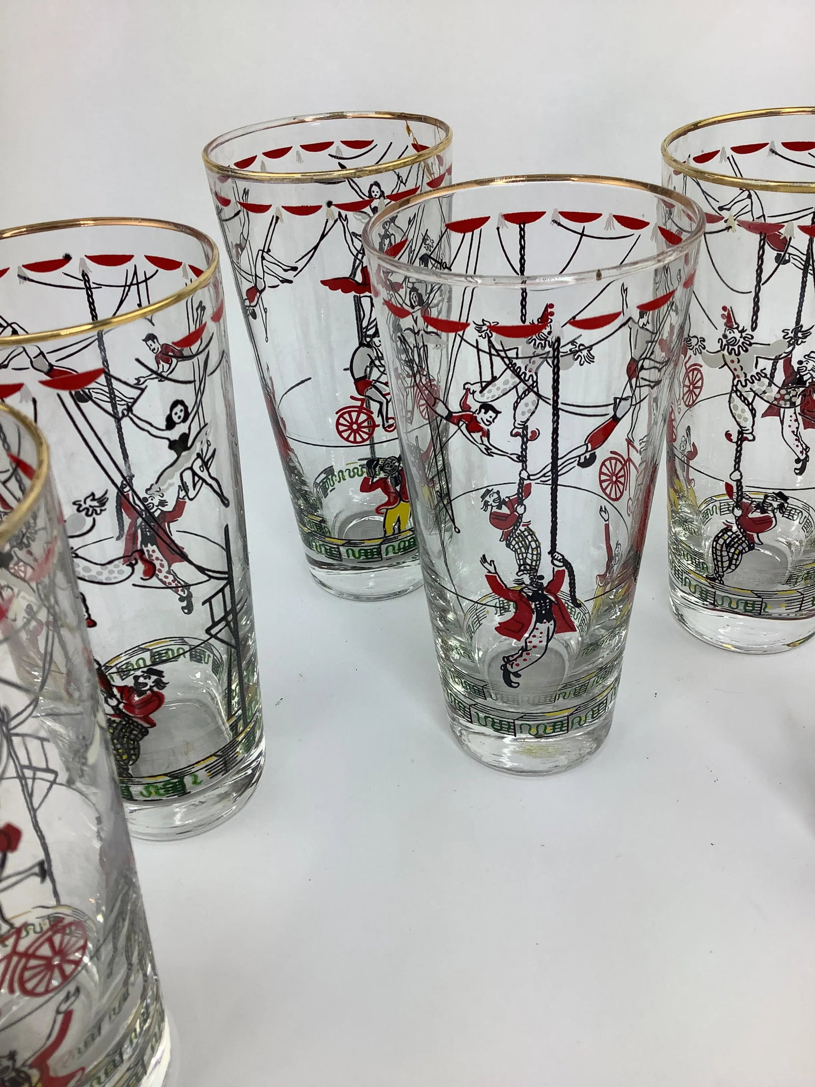 Vintage Libbey Glass Co. Circus Highball Glasses - Set of 6 - 5