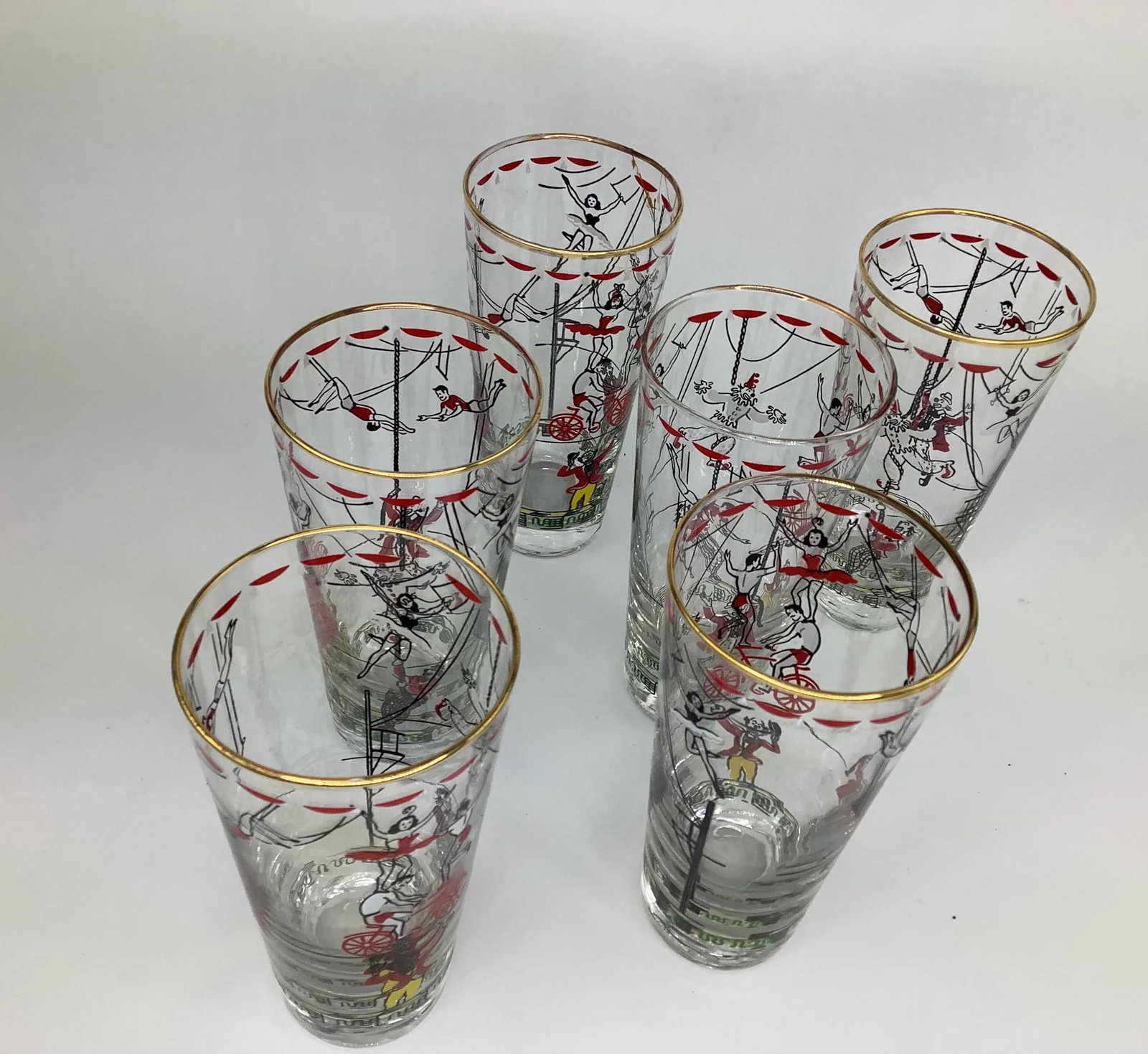 Vintage Libbey Glass Co. Circus Highball Glasses - Set of 6 - 6