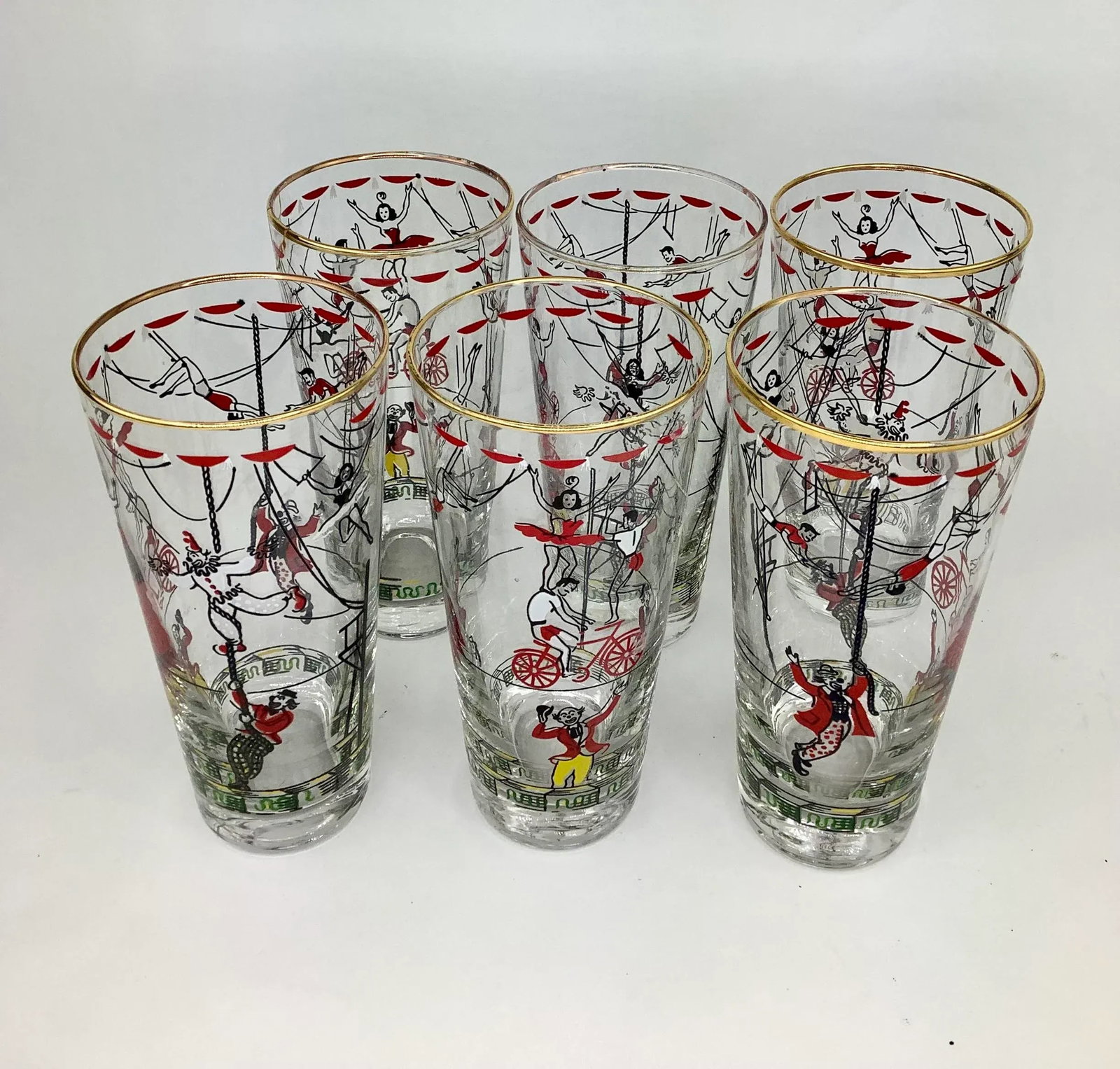 Vintage Libbey Glass Co. Circus Highball Glasses - Set of 6 - 7