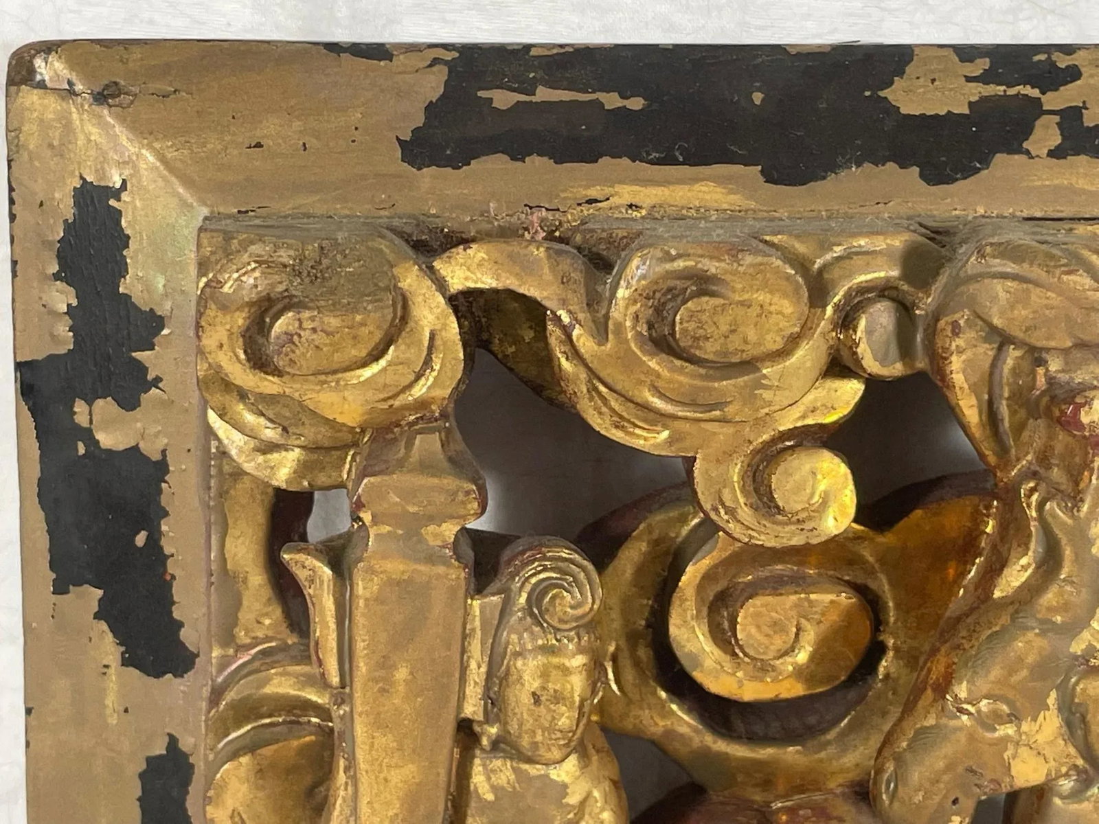Antique Chinese Carving Pierced Gilt Wood Panel. - 3