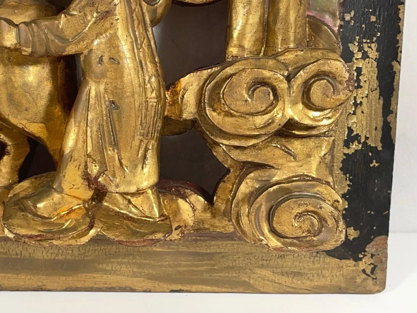 Antique Chinese Carving Pierced Gilt Wood Panel. - 4