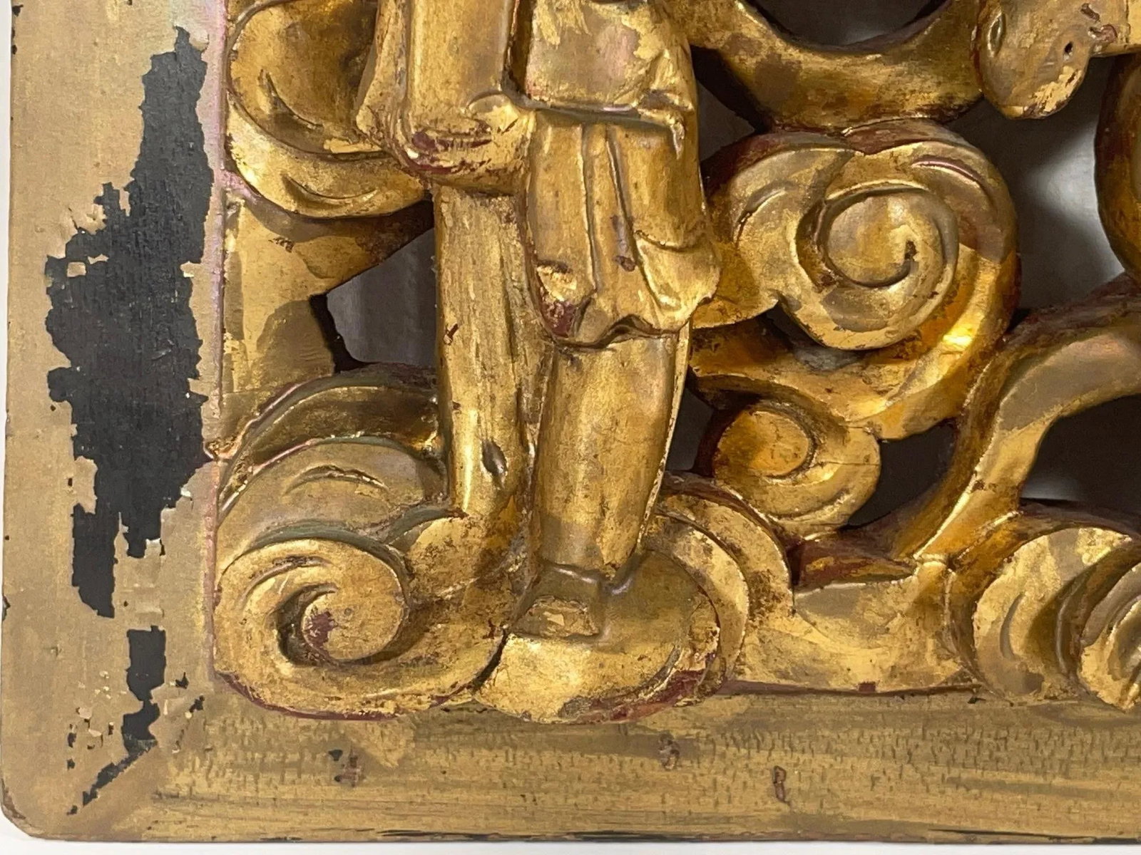 Antique Chinese Carving Pierced Gilt Wood Panel. - 6