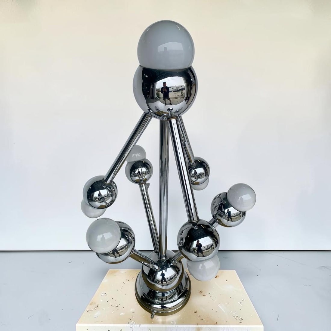 1960's Atomic Space Age Era Atomium Chrome Table Lamp - 7