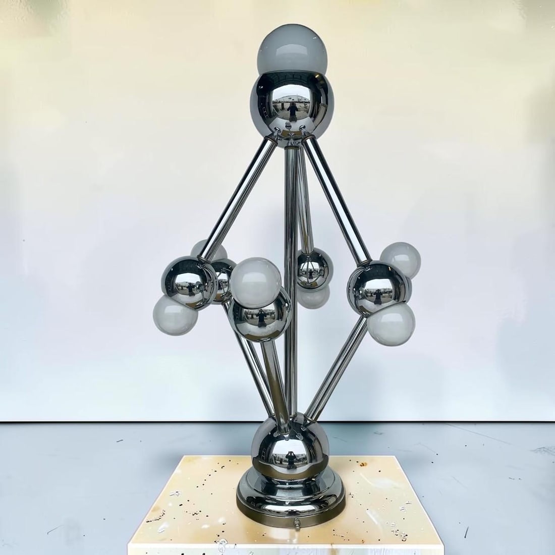 1960's Atomic Space Age Era Atomium Chrome Table Lamp - 8
