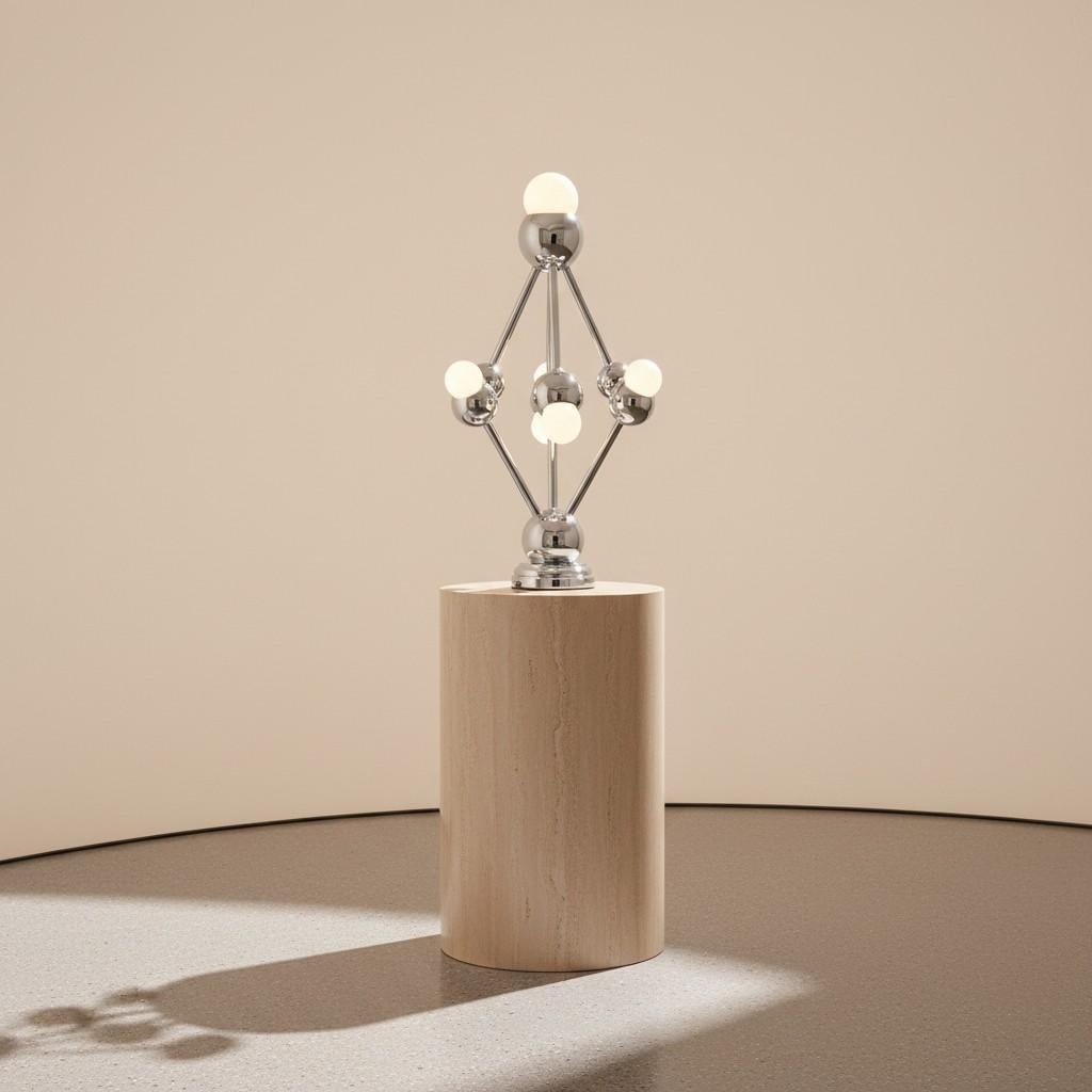 1960's Atomic Space Age Era Atomium Chrome Table Lamp - 9