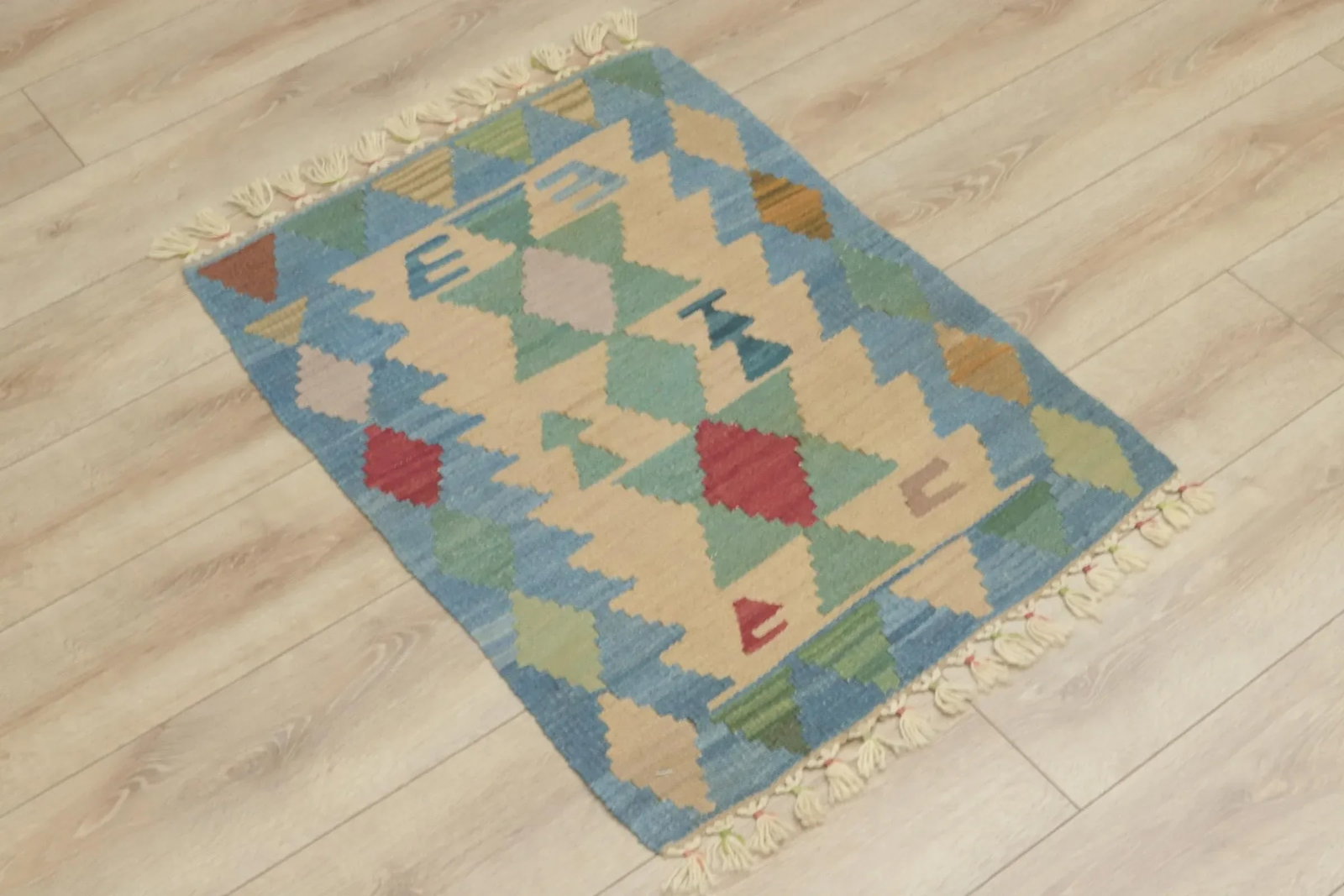 1960s Southwestern Soft Blue Hand Knotted Rug - 2