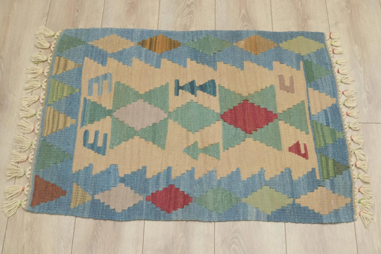 1960s Southwestern Soft Blue Hand Knotted Rug - 5