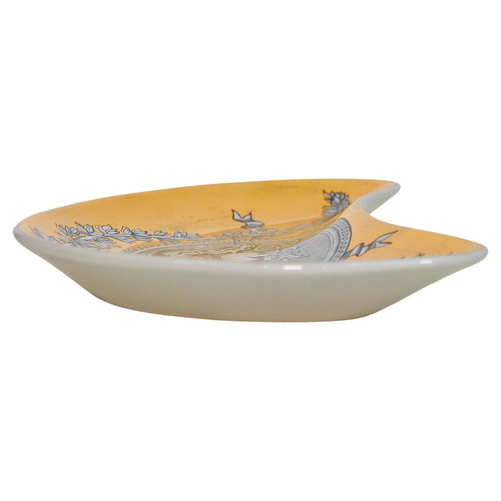 Set of Piero Fornasetti Medaglioni Gilt Porcelain Crescent Catchall Plates, 1960s - 2