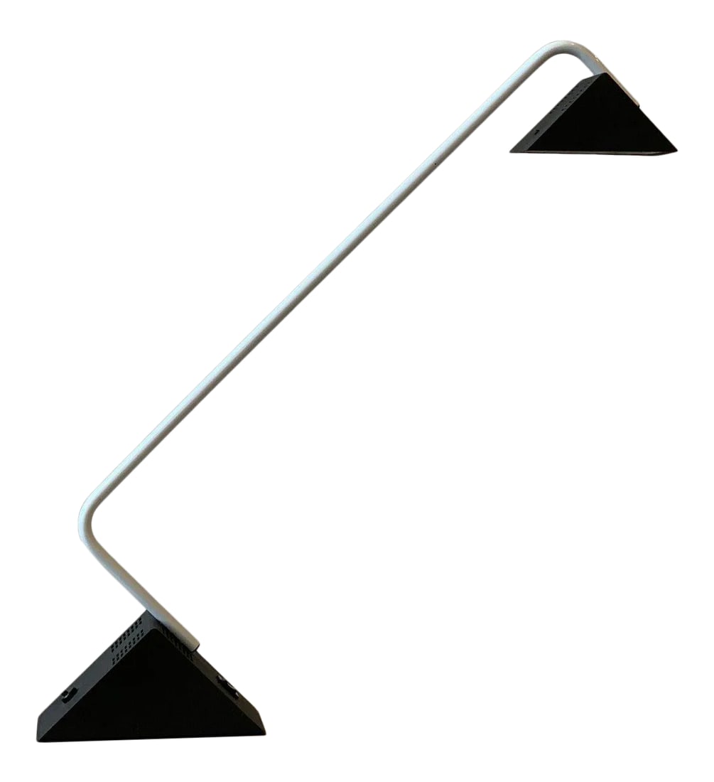 Vintage Postmodern Disegno Italia White Enameled Metal + Molded Plastic Angy Table Lamp, Circa 1970s (1 of 13)