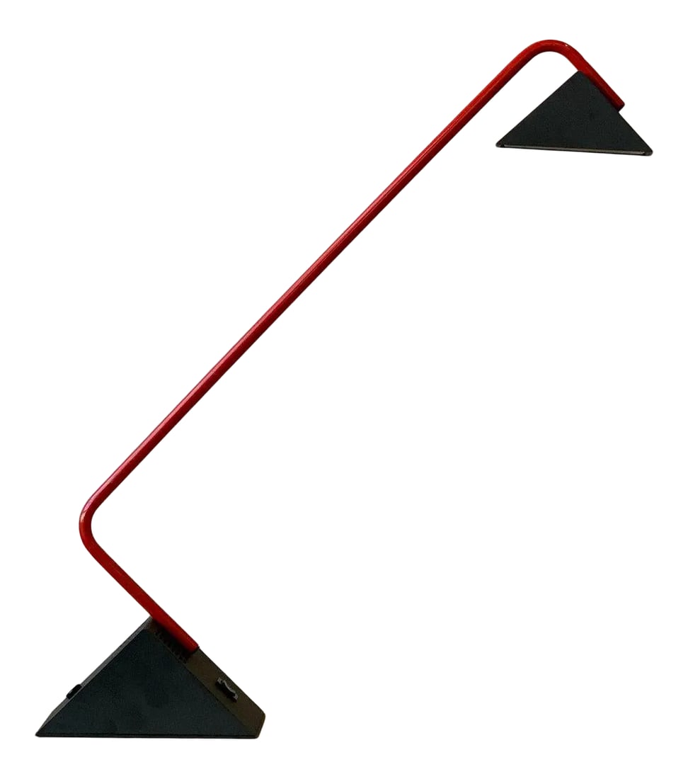 Vintage Postmodern Disegno Italia Red Enameled Metal + Molded Plastic Angy Table Lamp, Circa 1970s (1 of 13)
