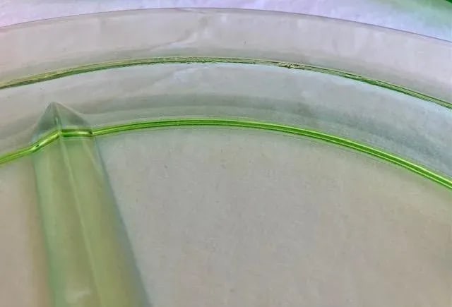 Vintage Green Depression Glass Divided Dinner Plates- Set of 11 - 7
