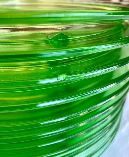 Vintage Green Depression Glass Divided Dinner Plates- Set of 11 - 8
