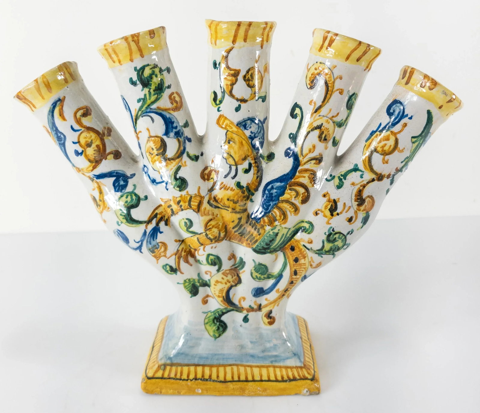 19th/20th Century European Majolica Maiolica Faience Tulipiere Flower Vase - 2