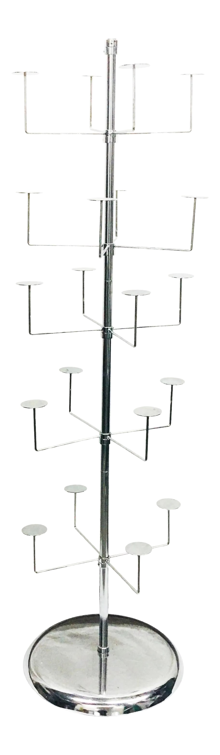 1970s Chrome Hat Display Tower: Vintage 1970s Chrome Hat Display Tower perfect for the hat collector. The small 18 inch weighted base allows for placement in various closets or hallway. Condition: Alterations: Original Condition