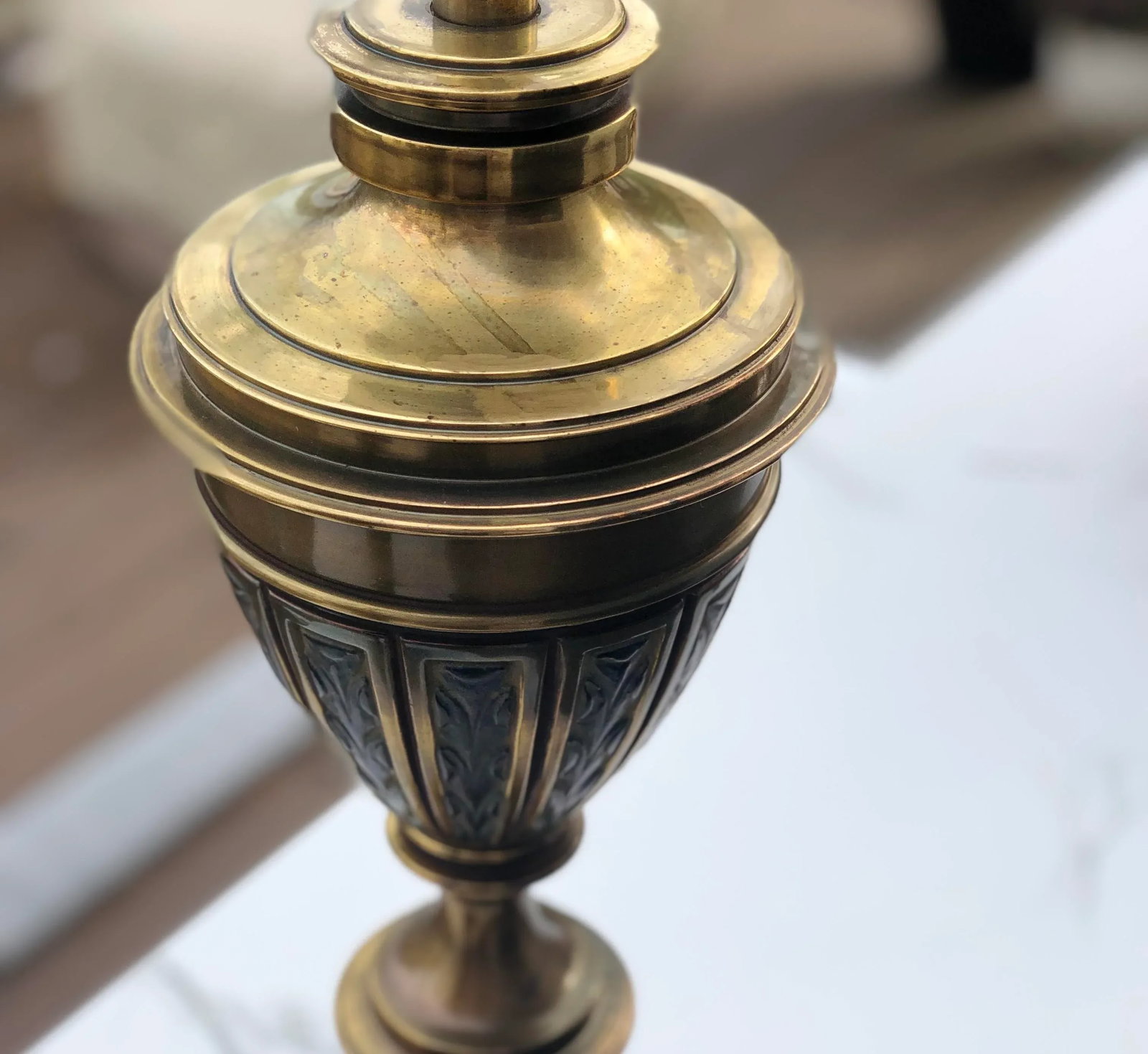 Stiffel Mid-Century Modern Designed by Tommi Parzinger Enamel and Brass Table Lamps - a Pair - 4