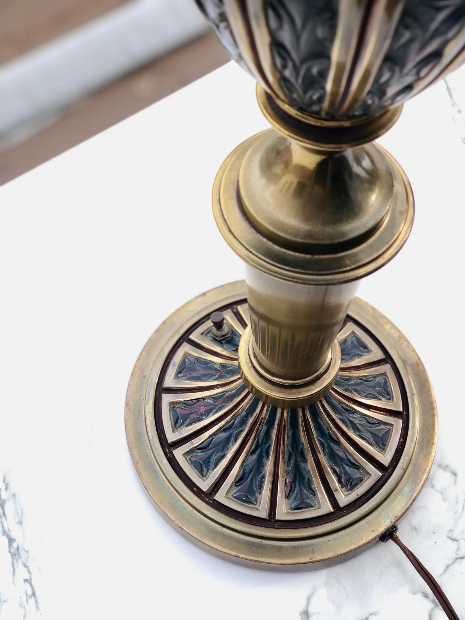 Stiffel Mid-Century Modern Designed by Tommi Parzinger Enamel and Brass Table Lamps - a Pair - 7