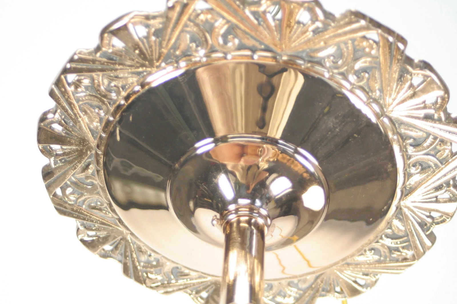 1930s Art Deco Polished Bronze Commercial Pendant With Black and White Shade - 9