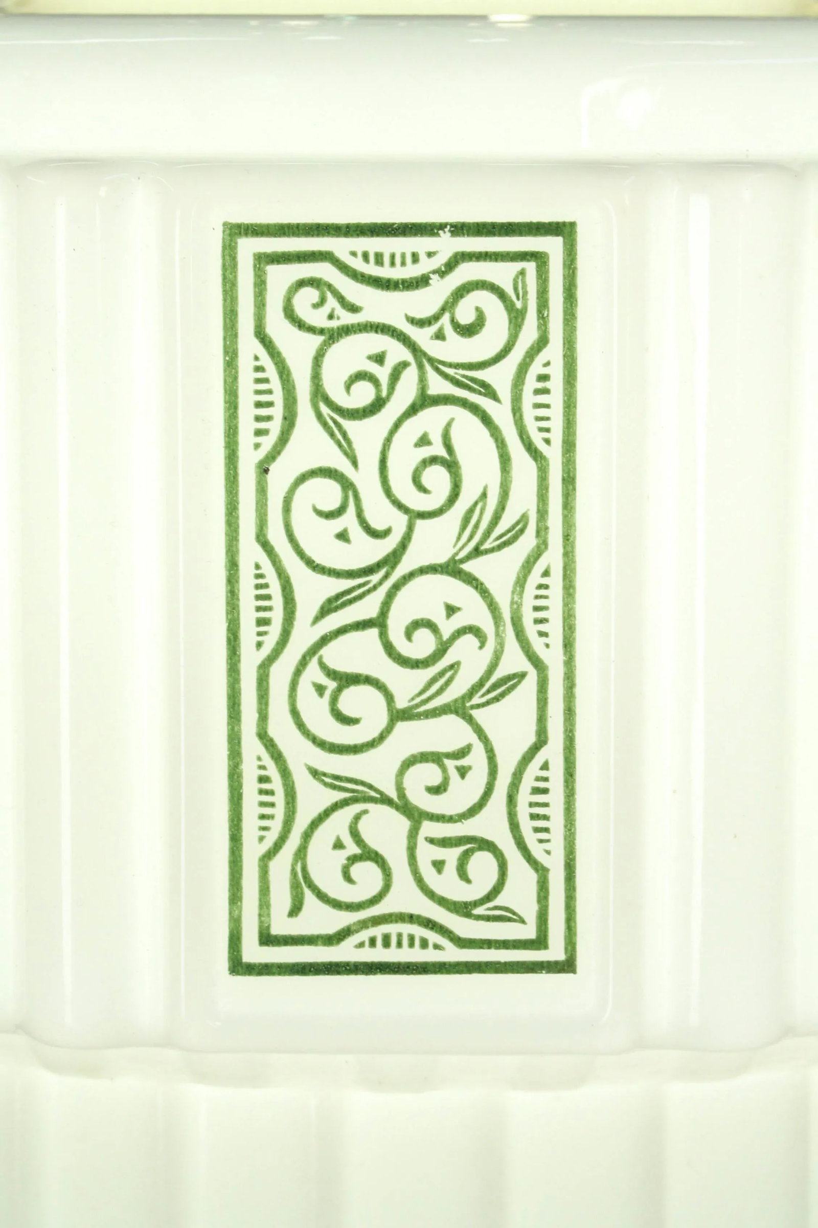 1930s Art Deco Polished Brass Pendant With Green Stencil Shade - 5