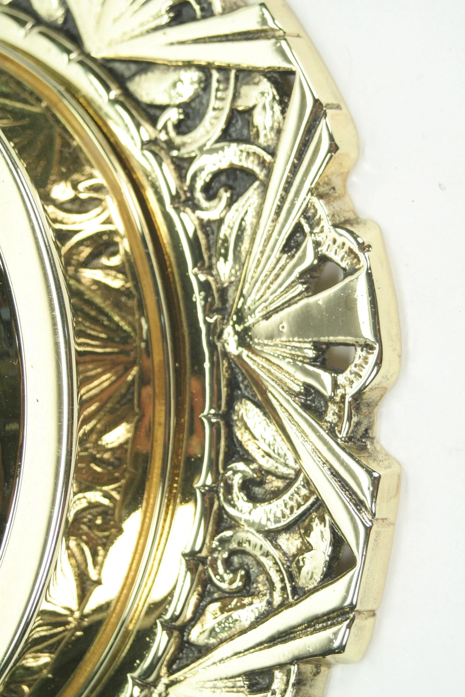 1930s Art Deco Polished Brass Pendant With Green Stencil Shade - 9